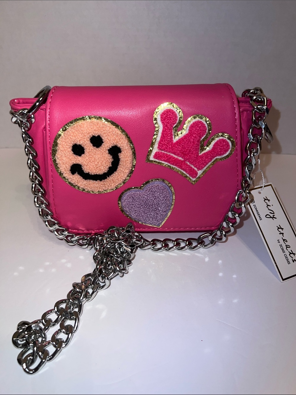 NWT Tiny Treats Happy Face Purse with Silver Chain.